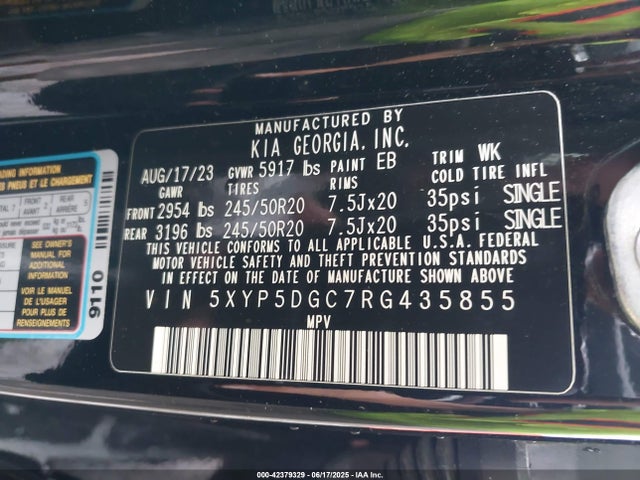 5XYP5DGC7RG435855 KIA gdi lambda-ii