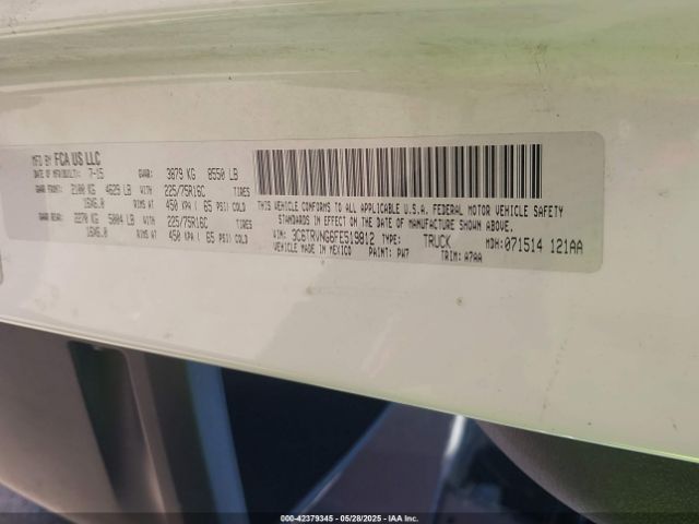 3C6TRVNG6FE519812 RAM Promaster 1500 Low Roof