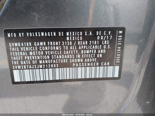 Volkswagen Jetta 1.4t S 2018 3VW2B7AJ2JM212803 Image 9