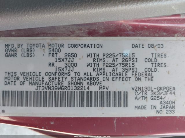 1994 TOYOTA 4RUNNER JT3VN39W6R0132214 Photo 8