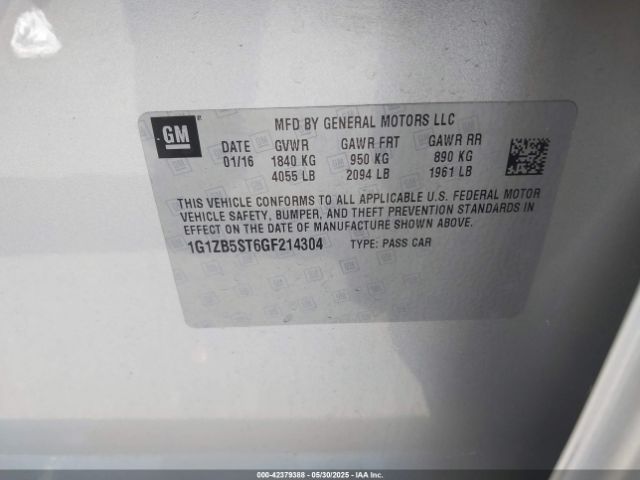 1G1ZB5ST6GF214304 Chevrolet lfv - di: direct injection, vvt, gen1 gmna