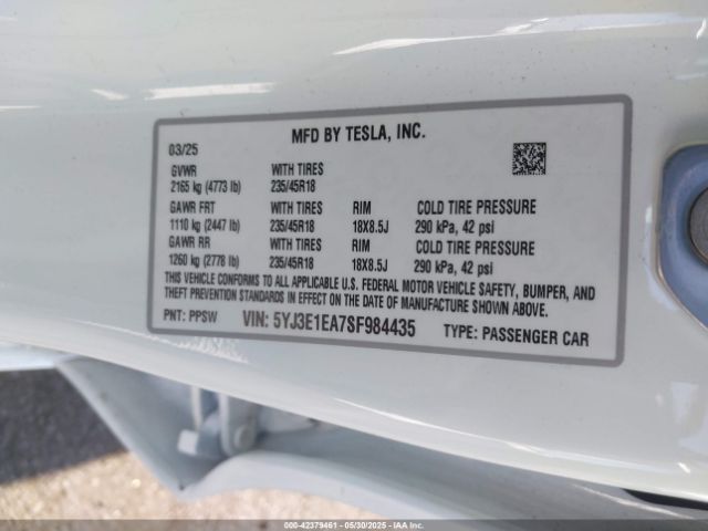 2025 TESLA MODEL 3 5YJ3E1EA7SF984435 Photo 8
