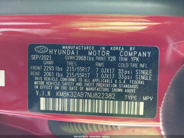 2022 HYUNDAI KONA KM8K32AB7NU822382 Photo 8