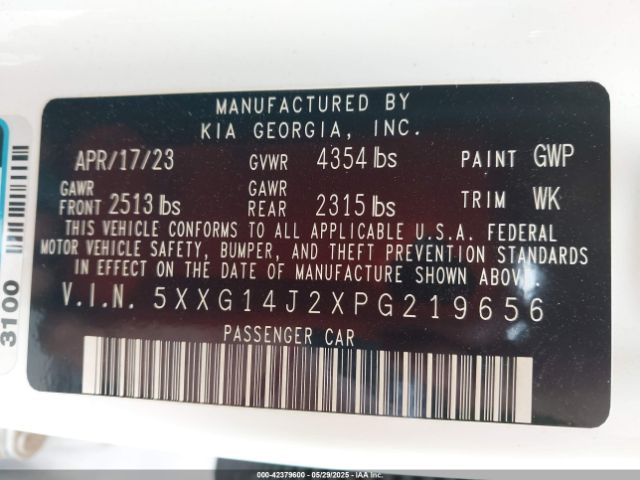 5XXG14J2XPG219656 KIA K5 LXS