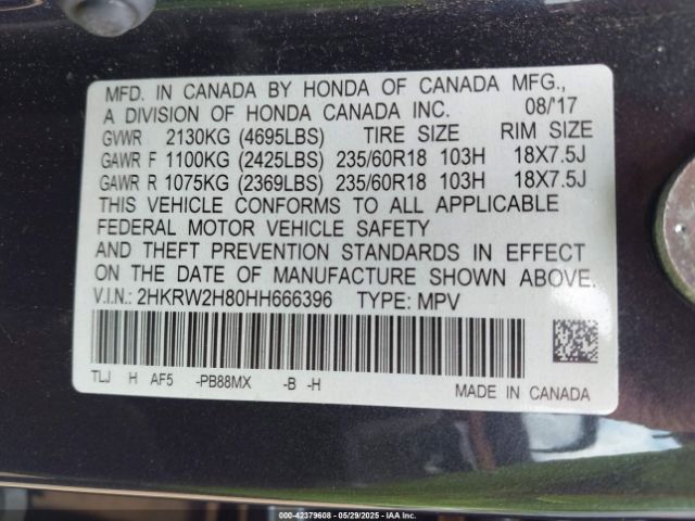 2017 HONDA CR-V 2HKRW2H80HH666396 Photo 8