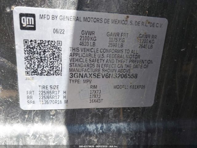 2022 CHEVROLET EQUINOX 3GNAXSEV6NS206558 Photo 8