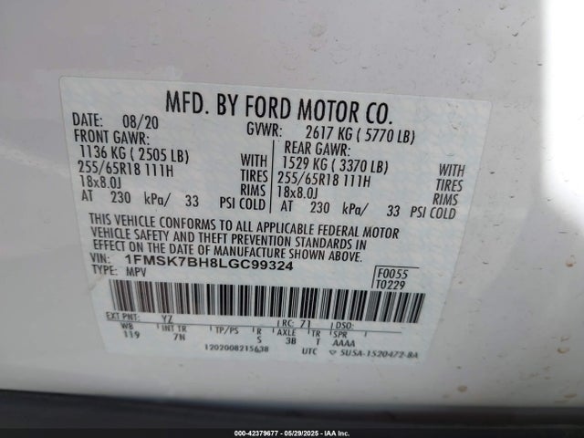 Ford Explorer 2020 1FMSK7BH8LGC99324 Image 9