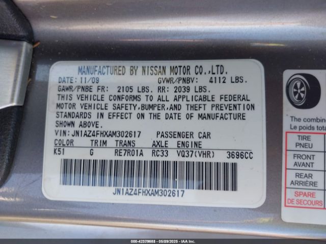 2010 NISSAN 370Z JN1AZ4FHXAM302617 Photo 8