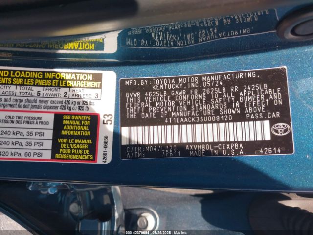 2025 TOYOTA CAMRY 4T1DAACK3SU008120 Photo 8