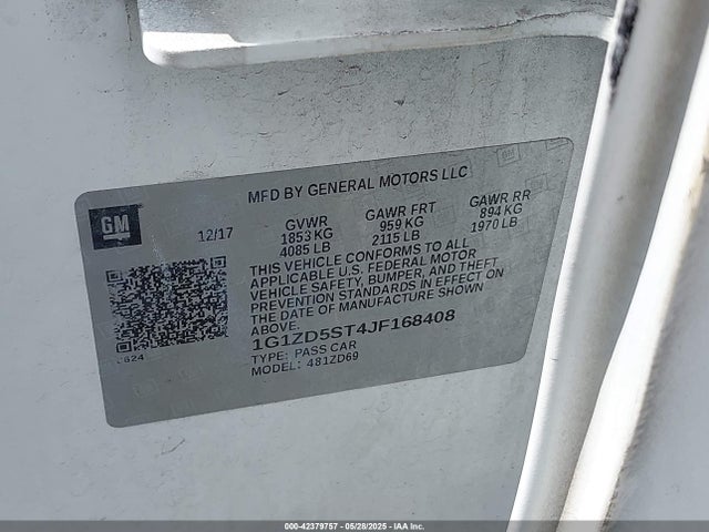 1G1ZD5ST4JF168408 Chevrolet MALIBU LT