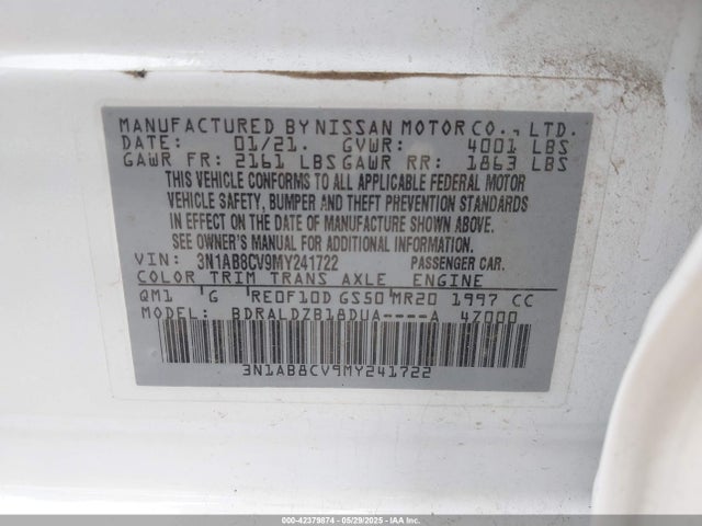 3N1AB8CV9MY241722 Nissan 2021