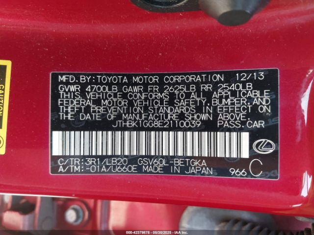2014 LEXUS ES 350 JTHBK1GG8E2110039 Photo 8