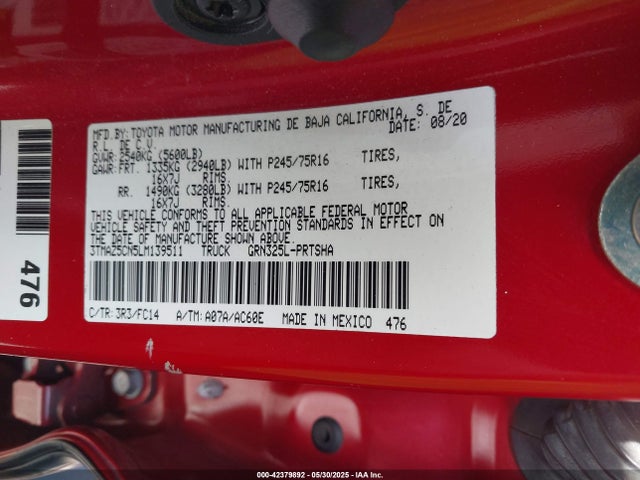 3TMAZ5CN5LM139511 Toyota 2gr-fks