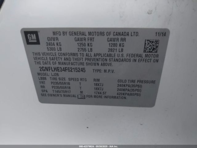 2GNFLHE34F6215245 Chevrolet Equinox Ltz