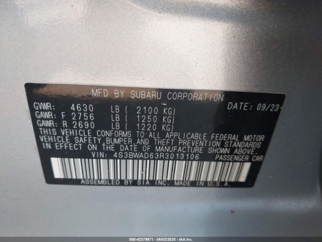 2024 SUBARU LEGACY 4S3BWAD63R3013106 Photo 8