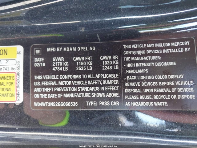 Buick Cascada Premium 2016 W04WT3N52GG066536 Image 9