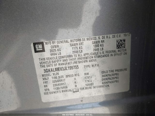 3GKALMEV3JL199755 GMC lyx - direct injection, vvt, fgt, turbo, alum, gen 1