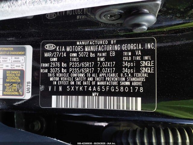 5XYKT4A65FG580178 KIA dohc t-gdi theta-ii
