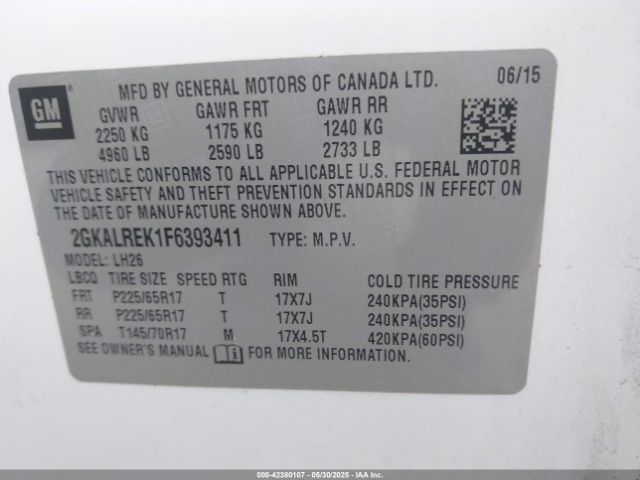 2GKALREK1F6393411 GMC Terrain Sle-2