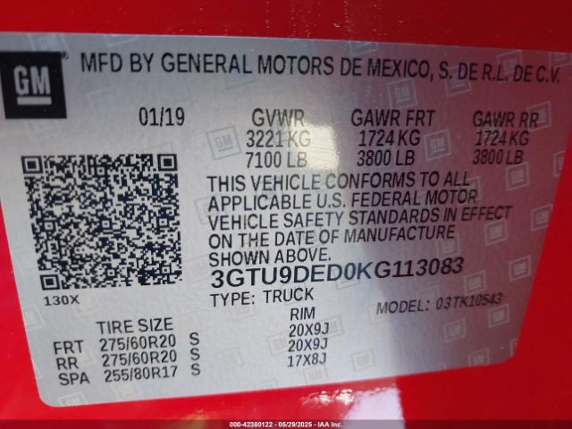2019 GMC SIERRA 1500 3GTU9DED0KG113083 Photo 8