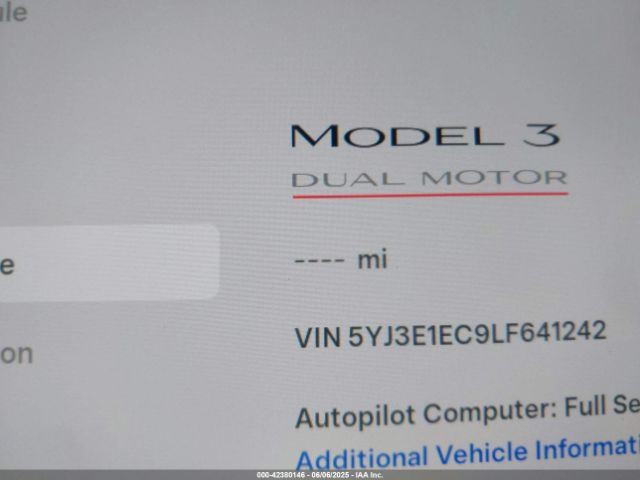 5YJ3E1EC9LF641242 Tesla Model 3 Performance Dual Motor All-wheel Drive