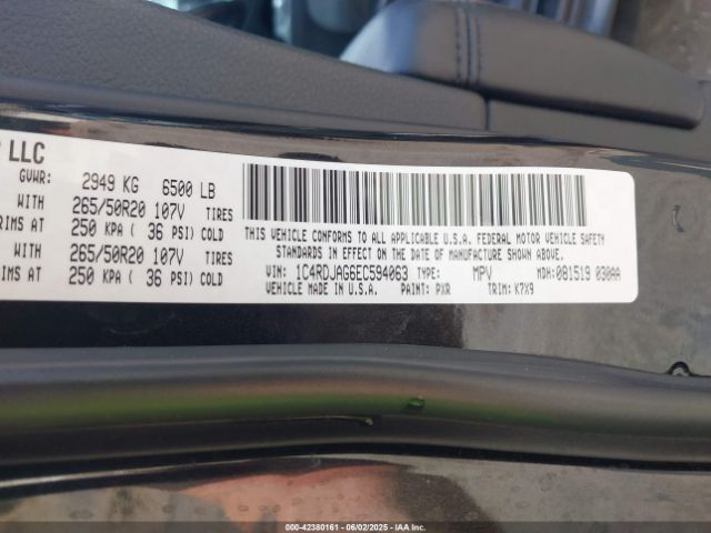 1C4RDJAG6EC594063 Dodge Durango Sxt