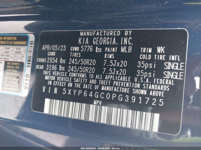 5XYP64GC0PG391725 KIA gdi lambda-ii