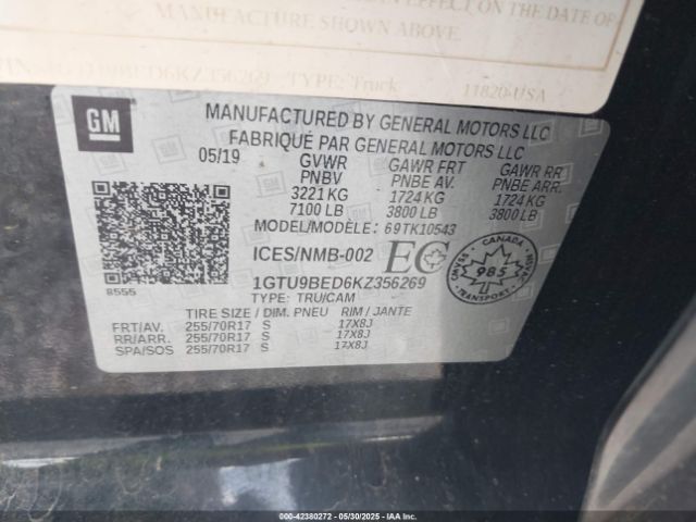 2019 GMC SIERRA 1500 1GTU9BED6KZ356269 Photo 8