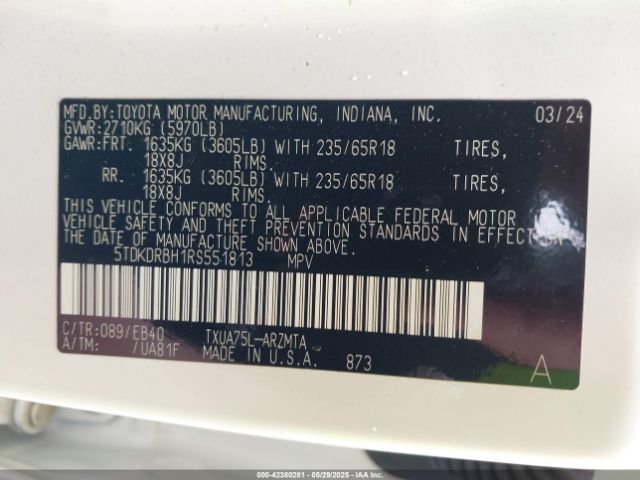 5TDKDRBH1RS551813 Toyota t24a-fts