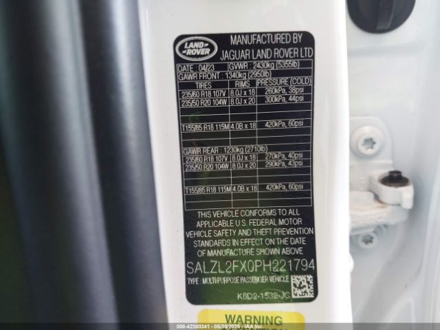 2023 LAND ROVER RANGE ROVER EVOQUE SALZL2FX0PH221794 Photo 8