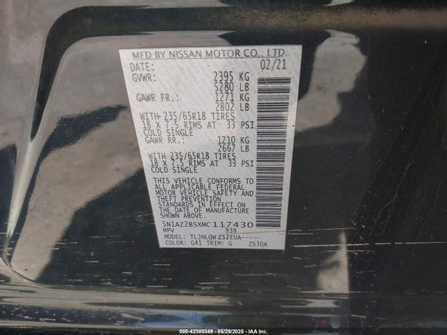 5N1AZ2BSXMC117430 Nissan 2021