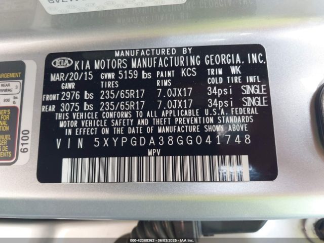 2016 KIA SORENTO 5XYPGDA38GG041748 Photo 8