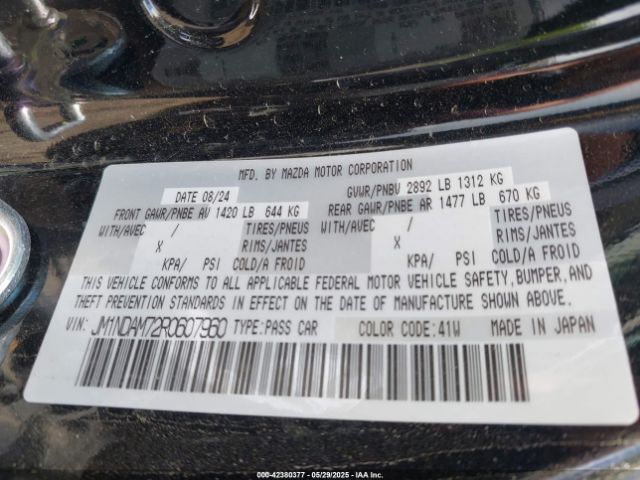 JM1NDAM72R0607960 Mazda Mx-5 Miata Rf Grand Touring