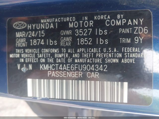 KMHCT4AE6FU904342 Hyundai dohc gdi gamma