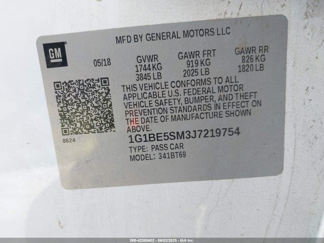 1G1BE5SM3J7219754 Chevrolet Cruze Lt Auto