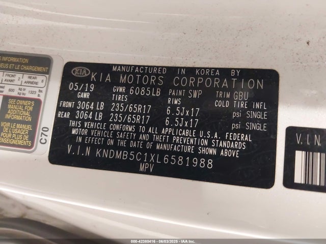 KNDMB5C1XL6581988 KIA gdi lamda - ii