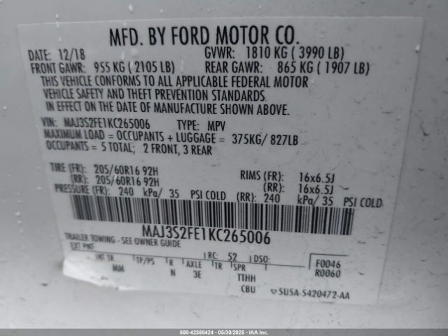 2019 FORD ECOSPORT MAJ3S2FE1KC265006 Photo 8