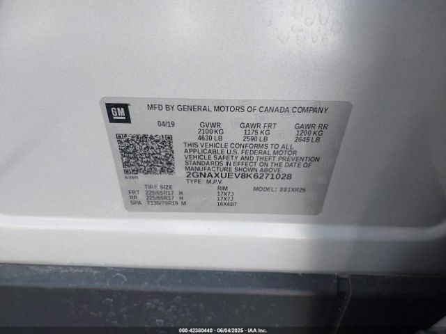2019 CHEVROLET EQUINOX 2GNAXUEV8K6271028 Photo 8