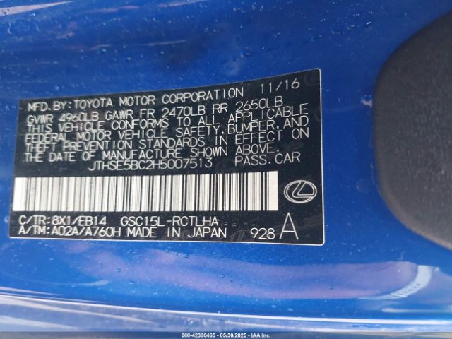 JTHSE5BC2H5007513 Lexus 2gr-fse