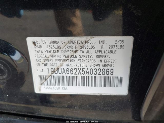 2005 ACURA TL 19UUA662X5A032869 Photo 8