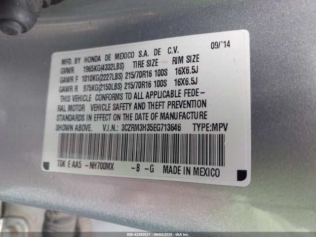 3CZRM3H35EG713646 Honda k24z7