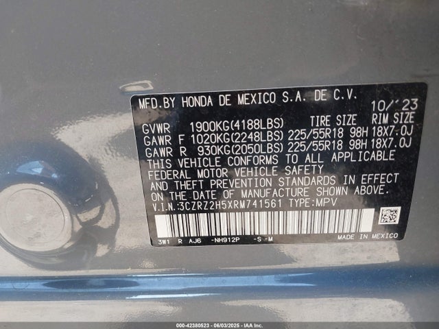 3CZRZ2H5XRM741561 Honda k20z5