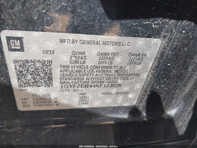 1GYFZER44KF103029 Cadillac lsy - sidi, vvt, alum, var 3