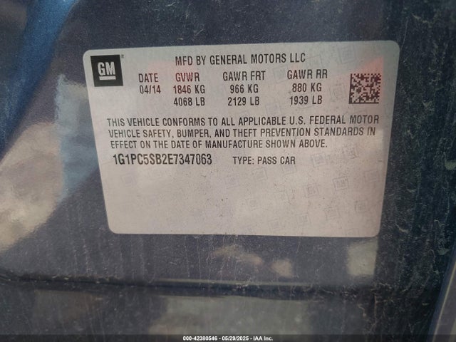 1G1PC5SB2E7347063 Chevrolet Cruze 1lt Auto