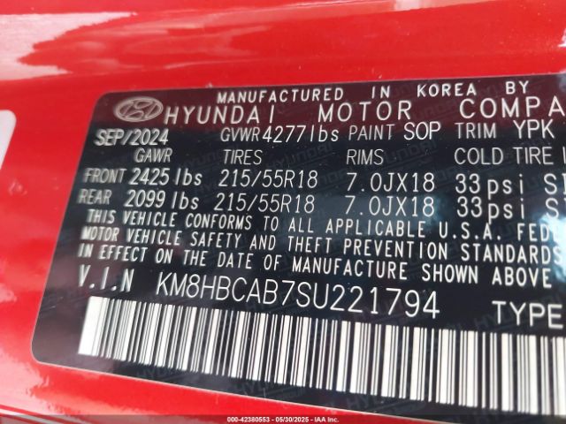 KM8HBCAB7SU221794 Hyundai Kona Sel