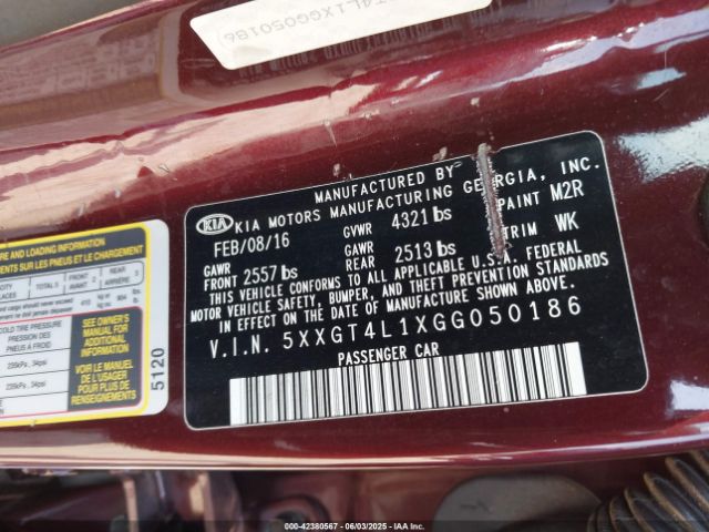 5XXGT4L1XGG050186 KIA Optima Lx Turbo
