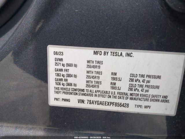 2023 TESLA MODEL Y 7SAYGAEEXPF856428 Photo 8