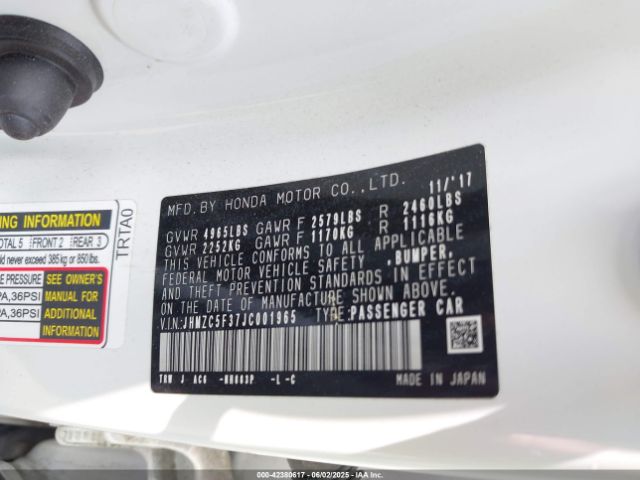 2018 HONDA CLARITY PLUG-IN HYBRID JHMZC5F37JC001965 Photo 8