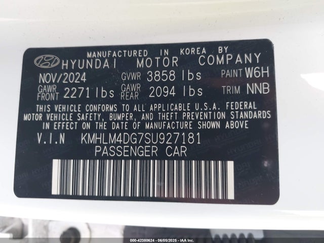 KMHLM4DG7SU927181 Hyundai mpi nu pe