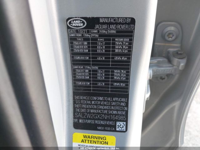 SALZW2GX2NH164985 Land Rover aj20p